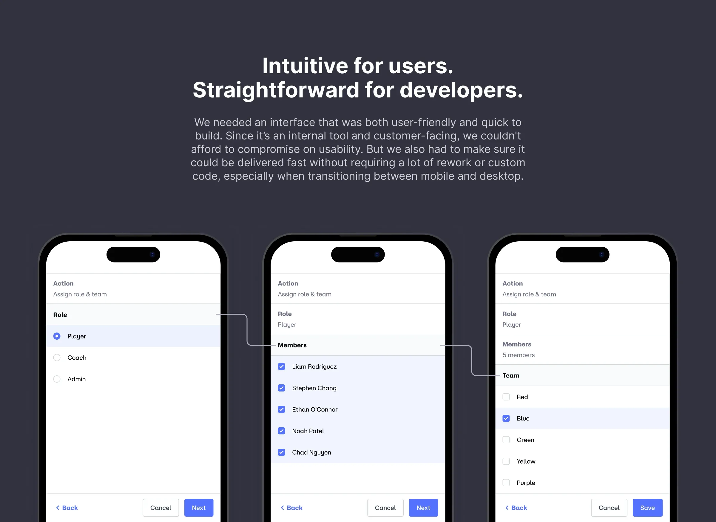 Intuitive for users, straightforward for developers