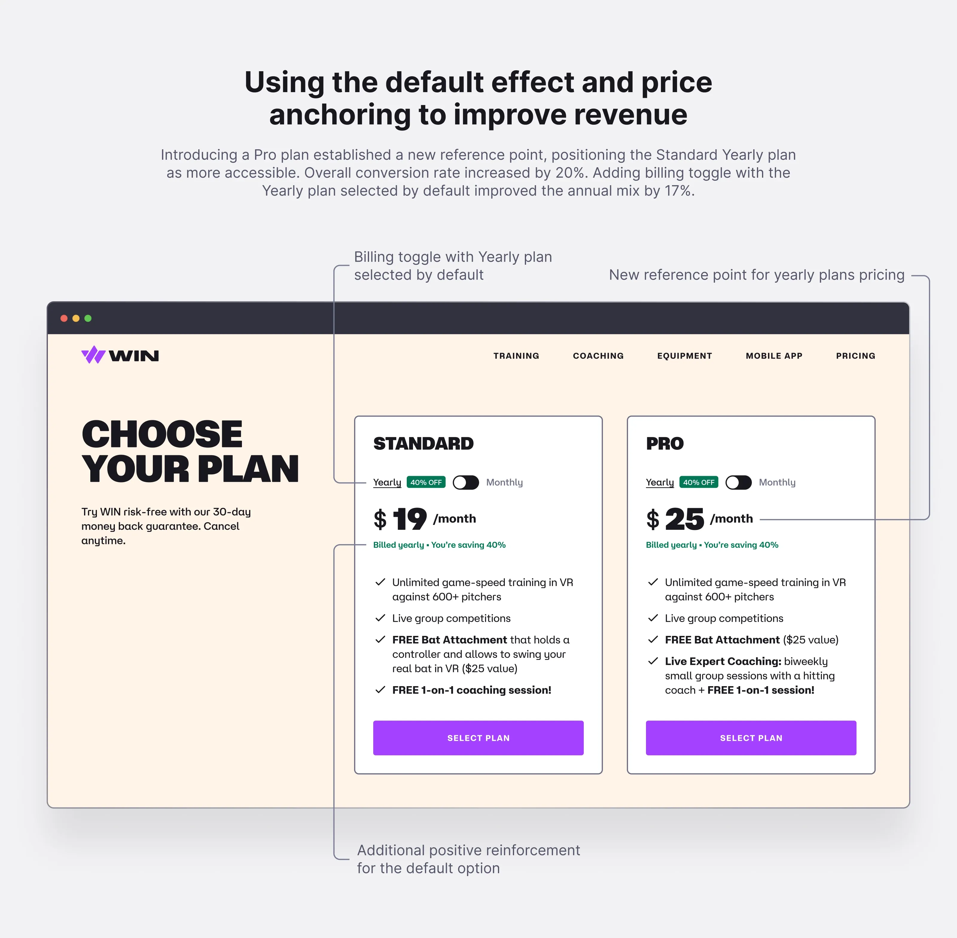 The new pricing page — Standard and Pro plans with the Yearly/Monthly toggle defaulted to yearly