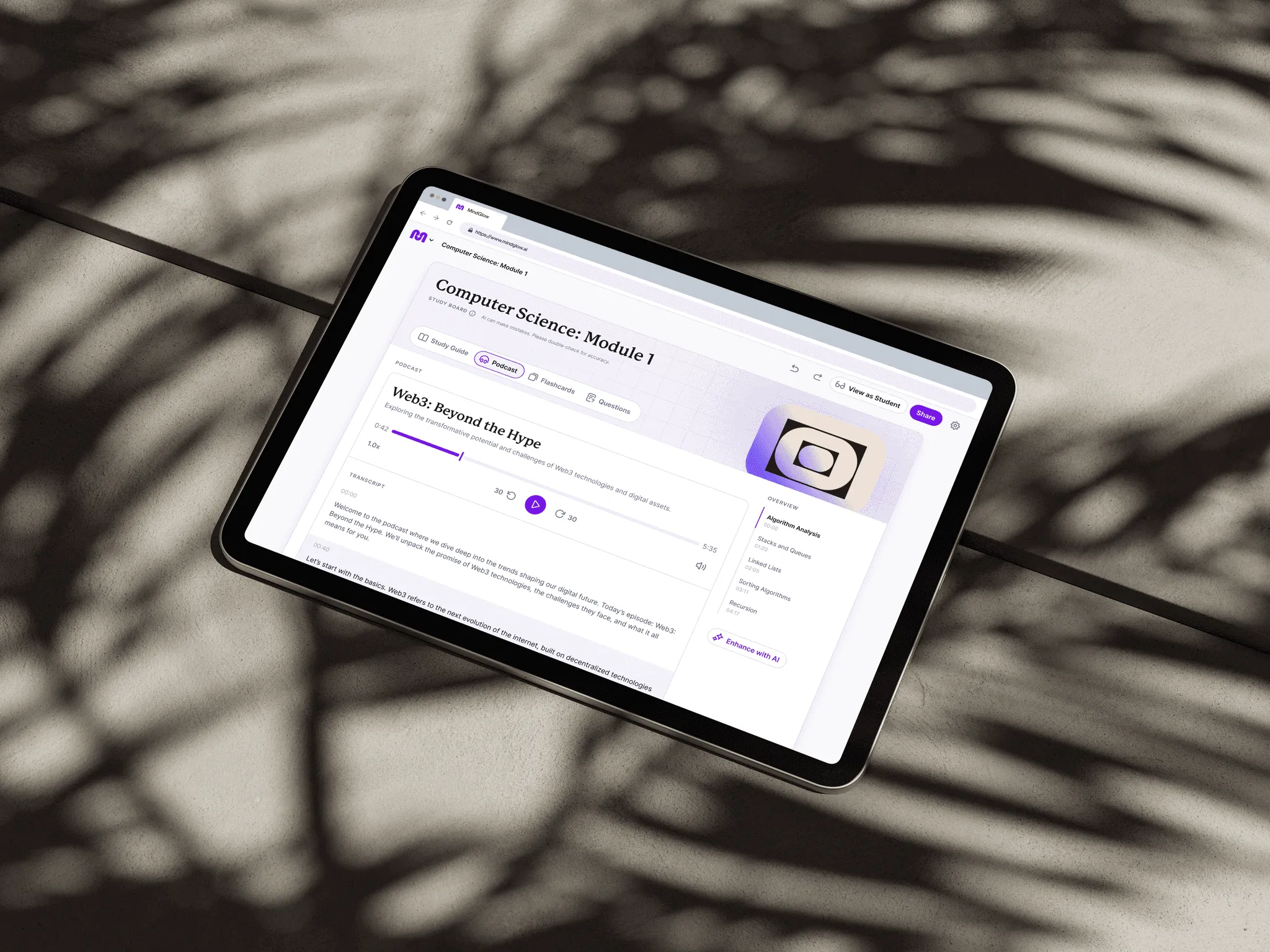 Web app for Mindglow